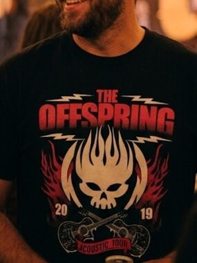 The Offspring 2019 Acoustic Tour T Shirt Black Mens XL Rare Flaming Skull